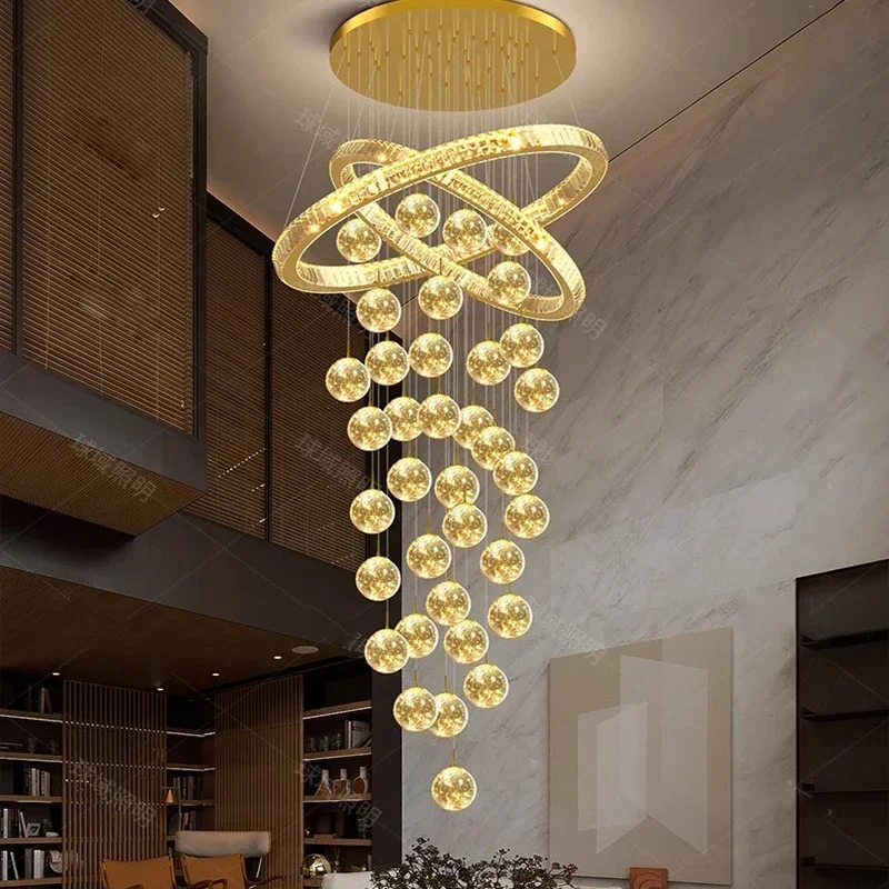 Candelabro de cristal moderno para decoración del hogar, lámpara colgante para escalera, luces colgantes para el salón, iluminación interior