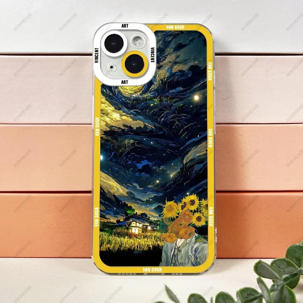 Oil Painting Art Phone Case For iPhone XS X XR SE 7 8 11 12 13 14 15 Plus Pro Max Mini Silicone Soft Cover