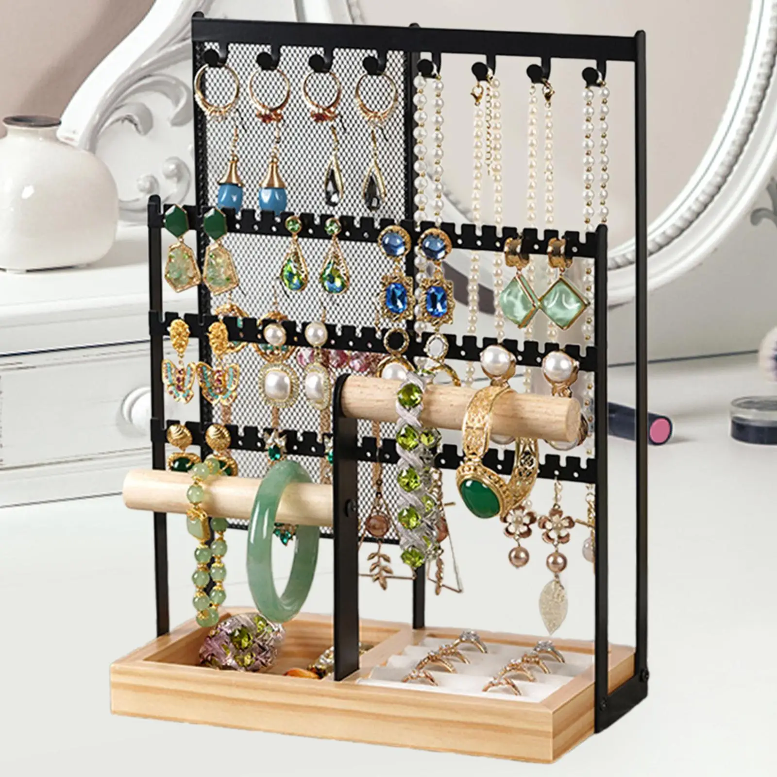 

Jewelry Organizer Stand Display Holder Hanging Holder Multipurpose Rings Tray for Bangle Bracelets Necklaces Ear Studs Showcase