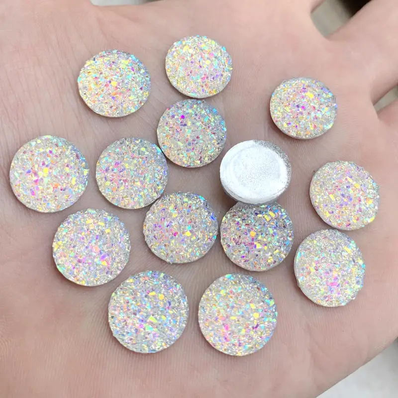 30pcs 14 millimetri di Pietra/Minerale Superficie Rotonda Della Resina di Flatback Cabochon del Mestiere di DIY Accessori di Strass button-A75