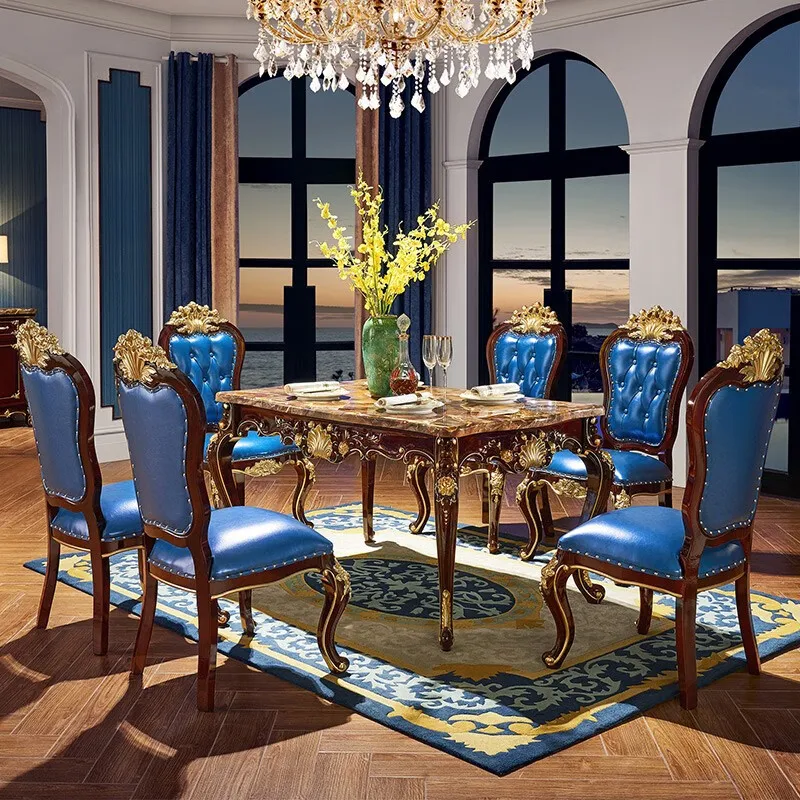 European dining table and chair combination, American dining table, classical imported solid wood dining table and chair