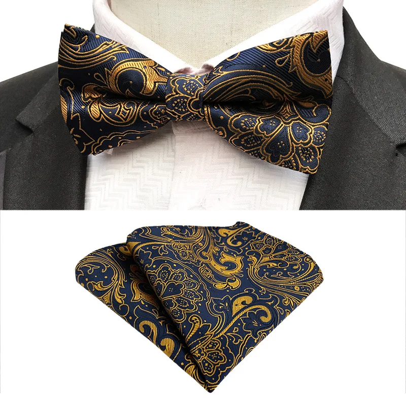 

Polyester Print Dot Hankerchief Pocket Square Bowtie Set Scarves Groom Wedding Party Kerchief Bow Tie Scarf Men Accessories Gift