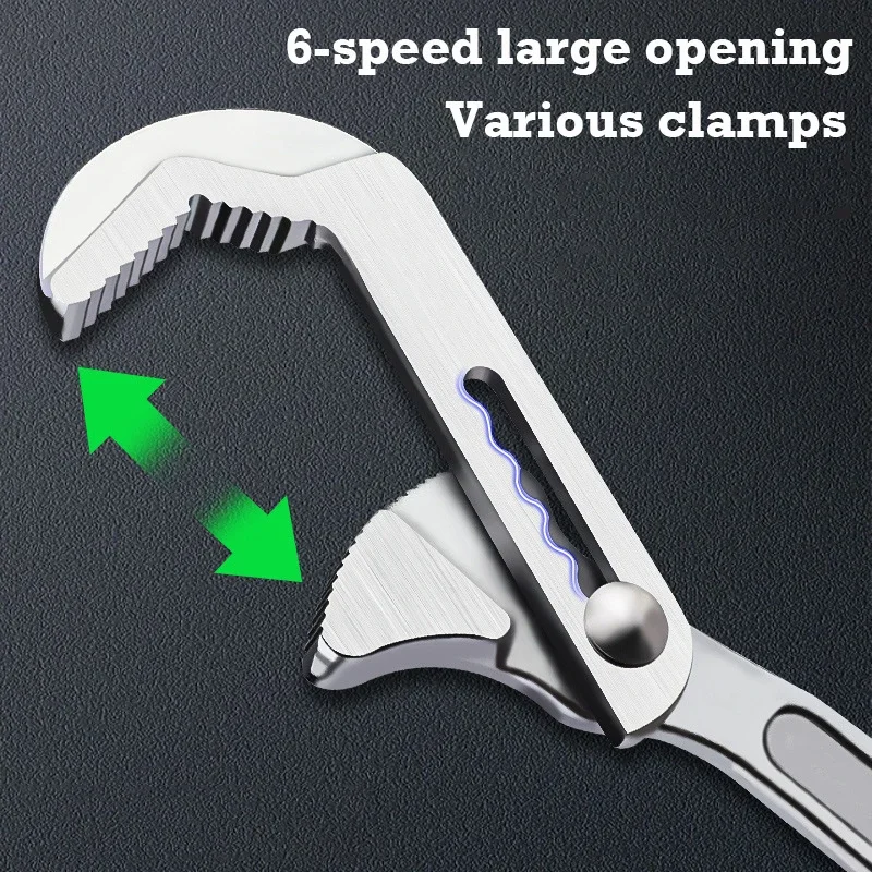 Multi-functional Water Pipe Wrench 14~60mm Adjustable Open End Wrench Bathroom Faucet Pipes Spanner Quick Maintenance Tools