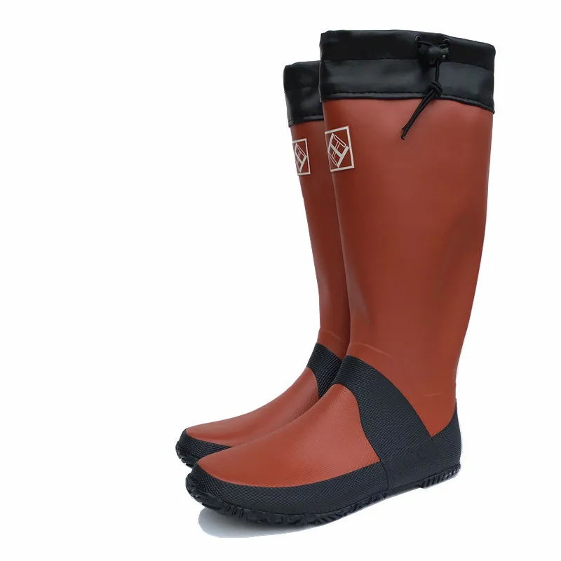 New Women Men's Foldable Knee-high Rain Boots Male Female Tall Soft Rainboots Fishing Transplanting Outside Wellies Shoes