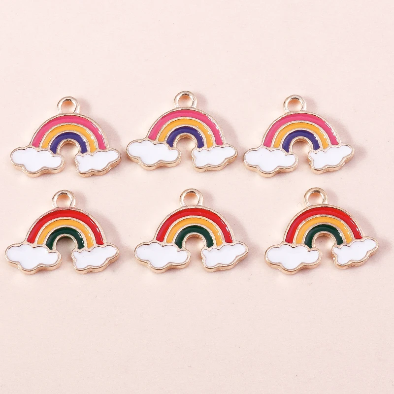 20 Stück niedliche Emaille-Regenbogen-Wolken-Charms-Anhänger für Schmuckherstellung, Halsketten, Ohrringe, Armbänder, Zubehör, DIY-Bastelbedarf – Detail 2