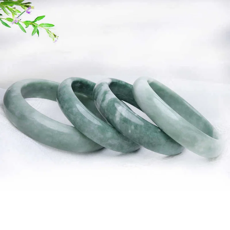 

Натуральный браслет из жадеита Гуйчжоу класса А, светло-зеленого цвета с цветочными узорами, из старинного материала, для женщин, нефритовое украшение