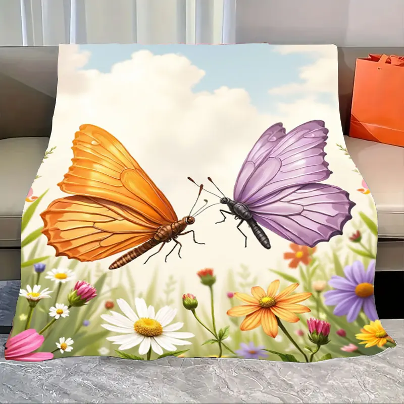 

1 шт. фланелевое одеяло, очаровательное садовое одеяло с бабочкой-мягкое уютное одеяло для домашнего декора