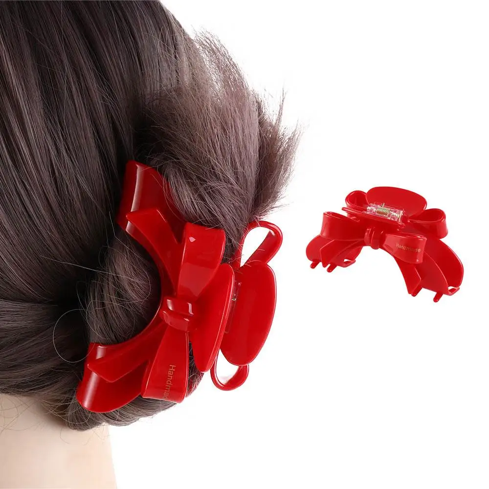 

Personalized Acetate Acetic Acid Bow Hair Claw Bownot New Year Red Red Hair Clip Headdress Letter Bownot Grab Clip Female