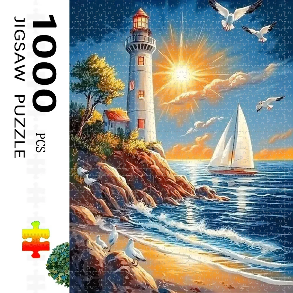 

1000pcs Adult Jigsaw Puzzle, Lighthouse Landscape Craft Puzzle, Perfect for DIY Creative Fun with Family,Gift ，teasing Toy