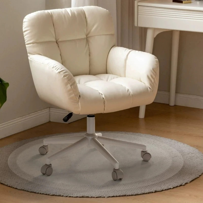 F*-Solid Back Grid Tufted Cat Scratch Resistant Leather Leisure Chair Seat Height Makeup*-