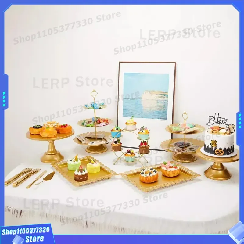 Elegant Metal Cake Stand for Dessert Display Pastry Tray Holder Afternoon Tea Snack Rack Cold Meal Serving Platter Ornament