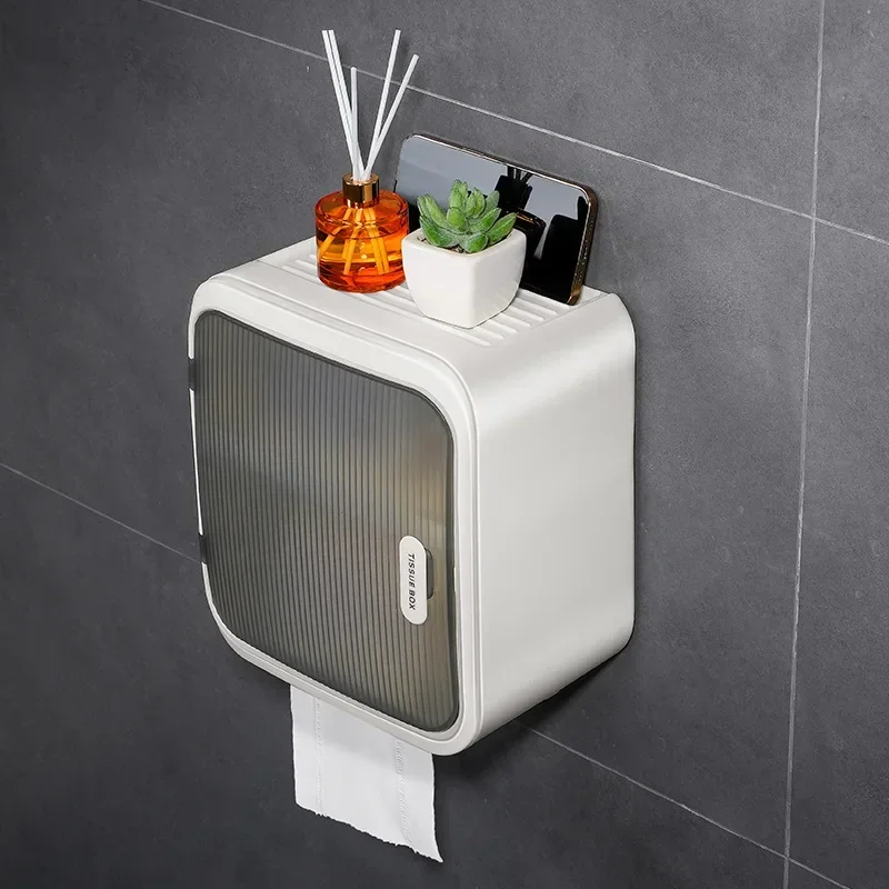 Bathroom Tissue Box Wall Mounted Tissue Holder Toilet Paper Holder Waterproof Tissue Storage Box Paper Dispenser