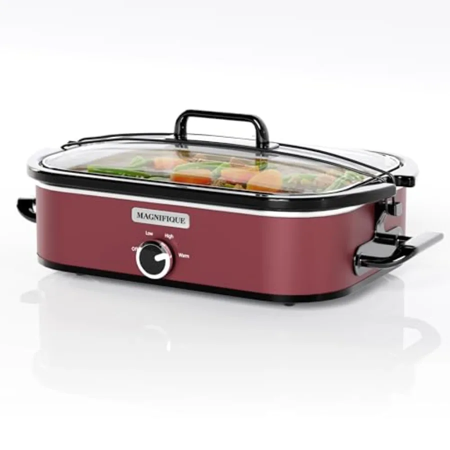 

4-Quart Slow Cooker with Casserole Manual Warm Setting Red Kitchen Small Appliance for Family Dinners Dishwasher Safe Crock