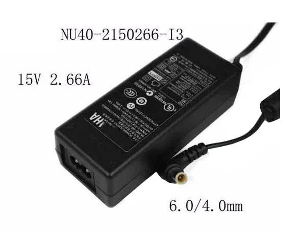 Power Adapter NU40-2150266-I3, 15V 2.66A, Barrel 6.0/4.0mm, 2-Prong