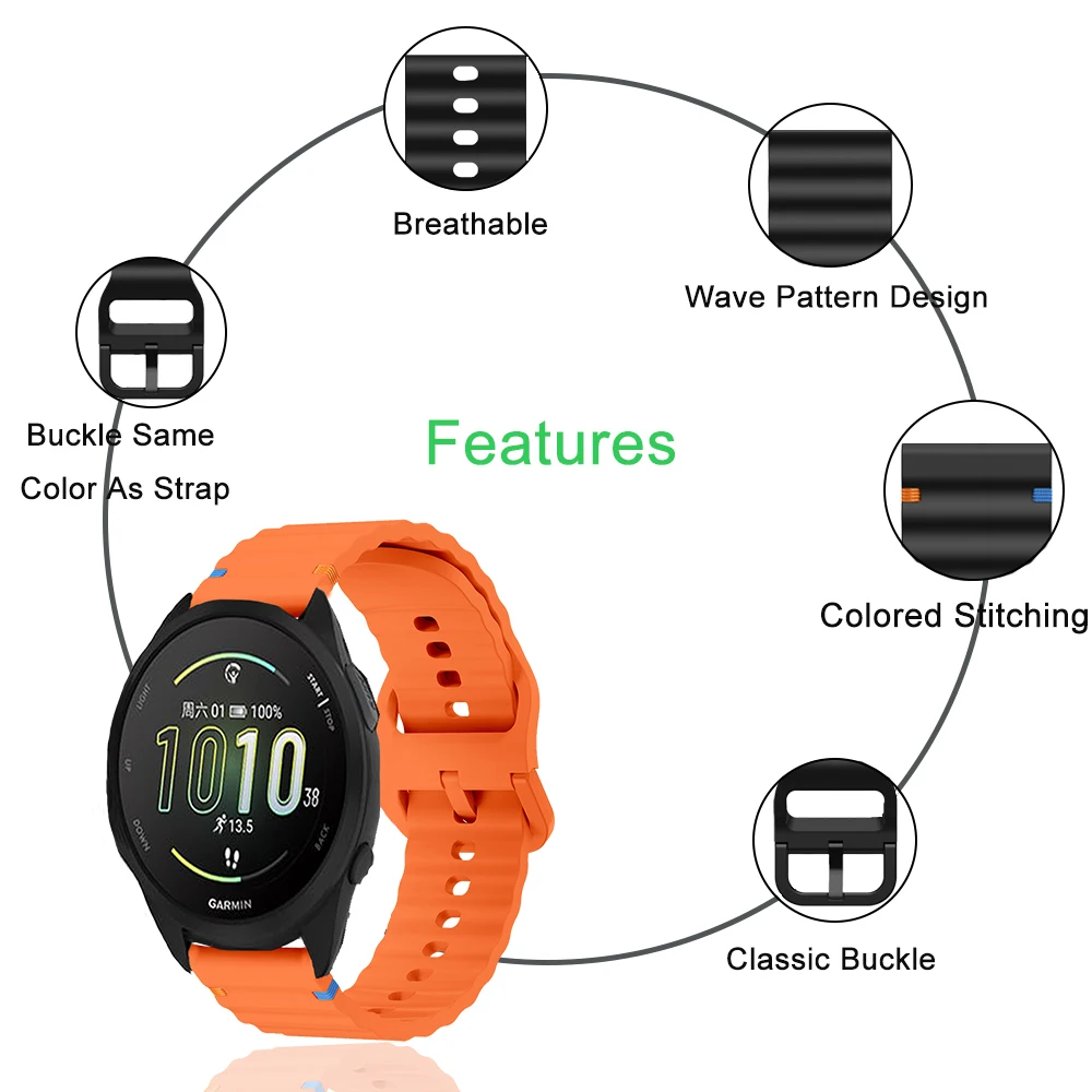 Cinturino universale da 20 mm per Garmin Forerunner 165/158/168/245/645 Bracciale con fibbia classica per cinturino attivo Garmin Vivoactive