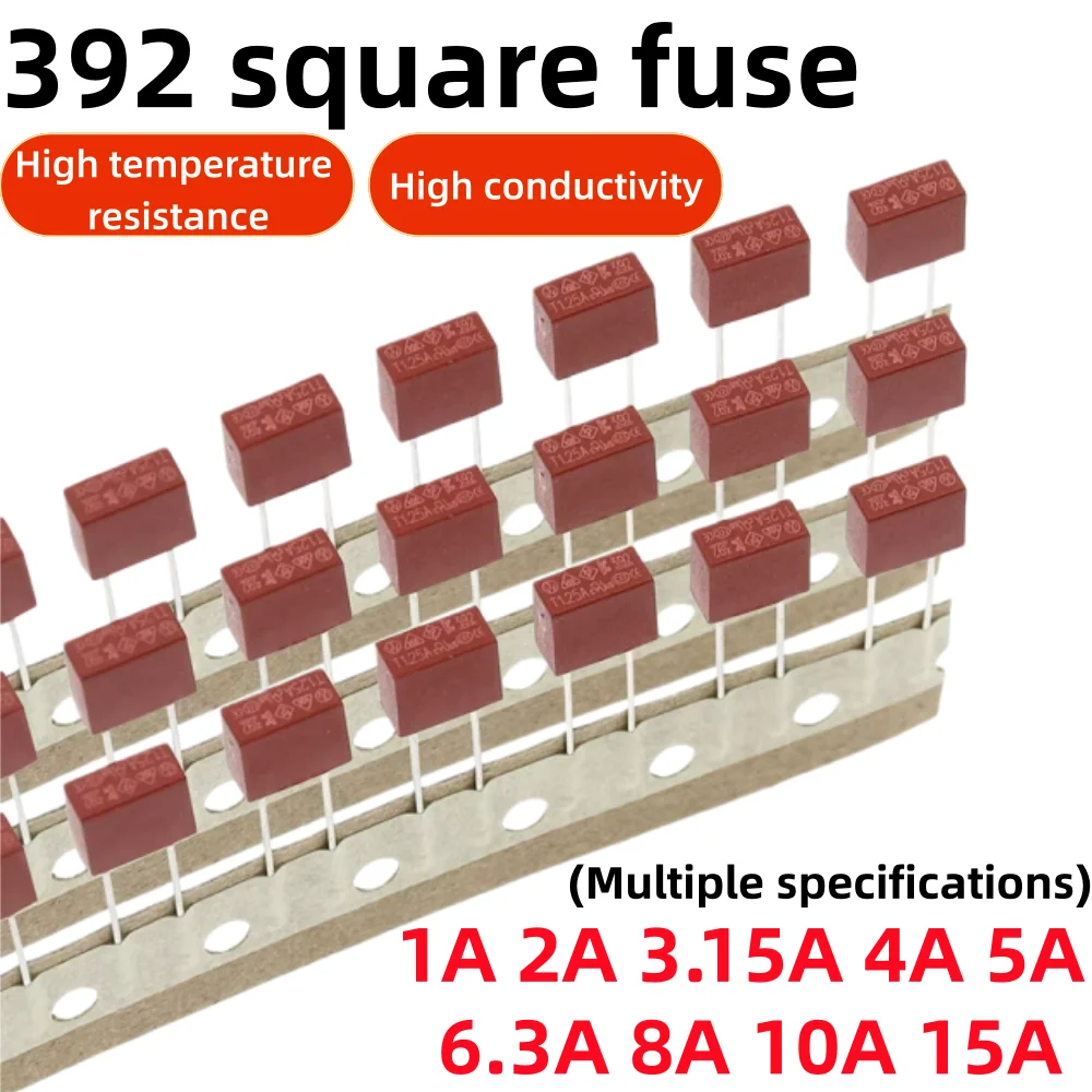 10PCS,Fuse 6.3A 4A 5A 2A 1A 3.15A  250V 392 Square Plastic Fuse T2A LCD TV Power Board Commonly Used Fuses Slow Blow Fuse T3.15A
