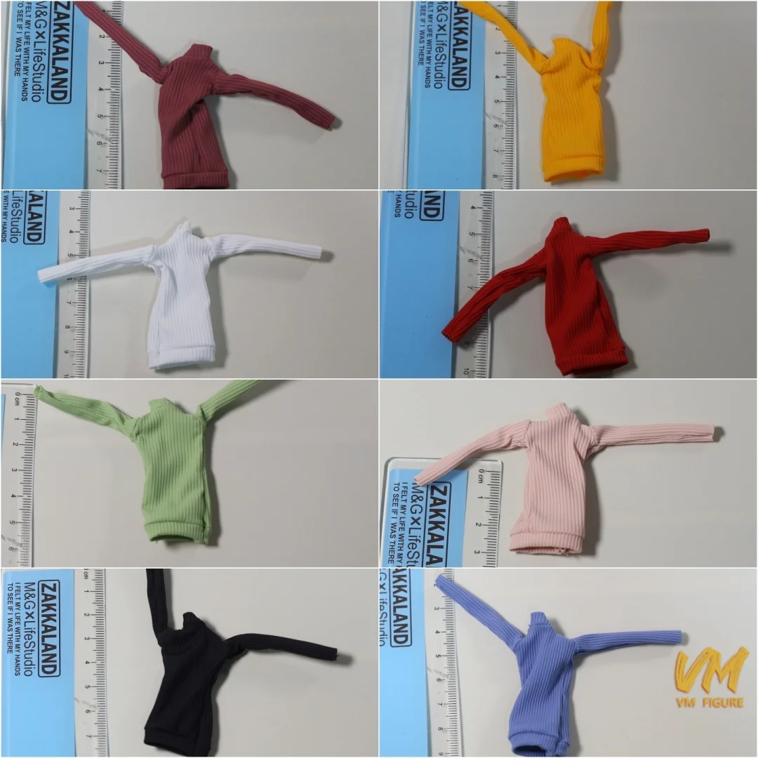 Vestido suéter de cuello alto multicolor a escala 1/12, modelo de vestido corto elástico ajustado para figura de acción femenina de 6 pulgadas, Figma Gynoid