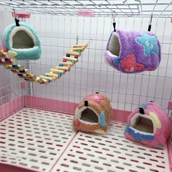 Hamster House Warm Soft Beds And Houses Rodent Cage Printed Hammock for Rats Cotton Guinea Pig Accessories Small Animal