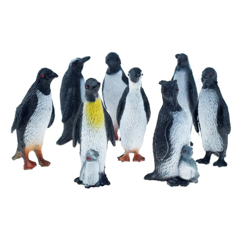 8PCS/SET Simulation Penguin Multiple Modeling Animal Figure Collectible Toys 2 Styles