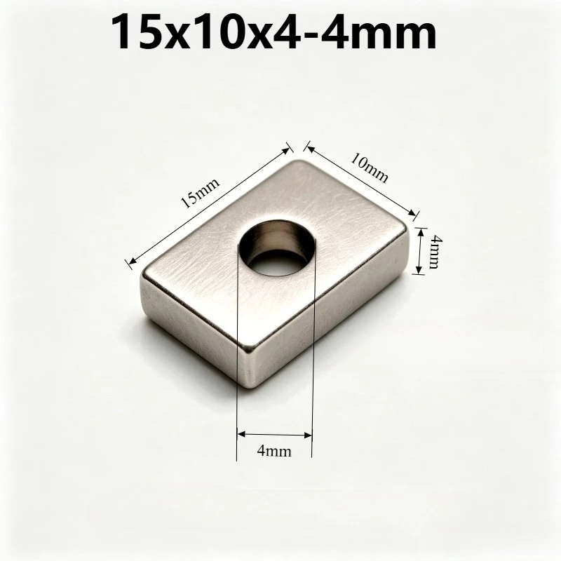 15x10x4‑4mm Countersunk Hole Quadrate Block Neodymium Magnet 15*10*4‑4 mm Small Permanent NdFeB Magnet for Fridge DIY Industrial