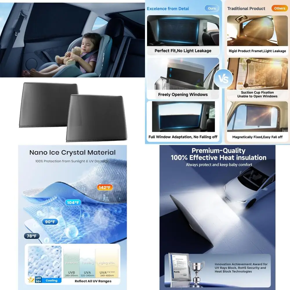 

[Обновление 2025 года] автомобильные шторы для детей (2 упаковки), [100% блокировочная защита от ультрафиолета и солнца], защитные шторы для детского автомобиля, конфиденциальность авто