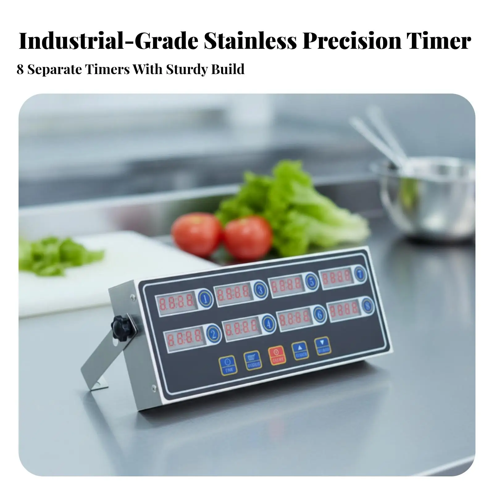 Kitchen Timer Reminder with Eight Screens and Adjustable Angle Bracket for Commercial Cooking Environments