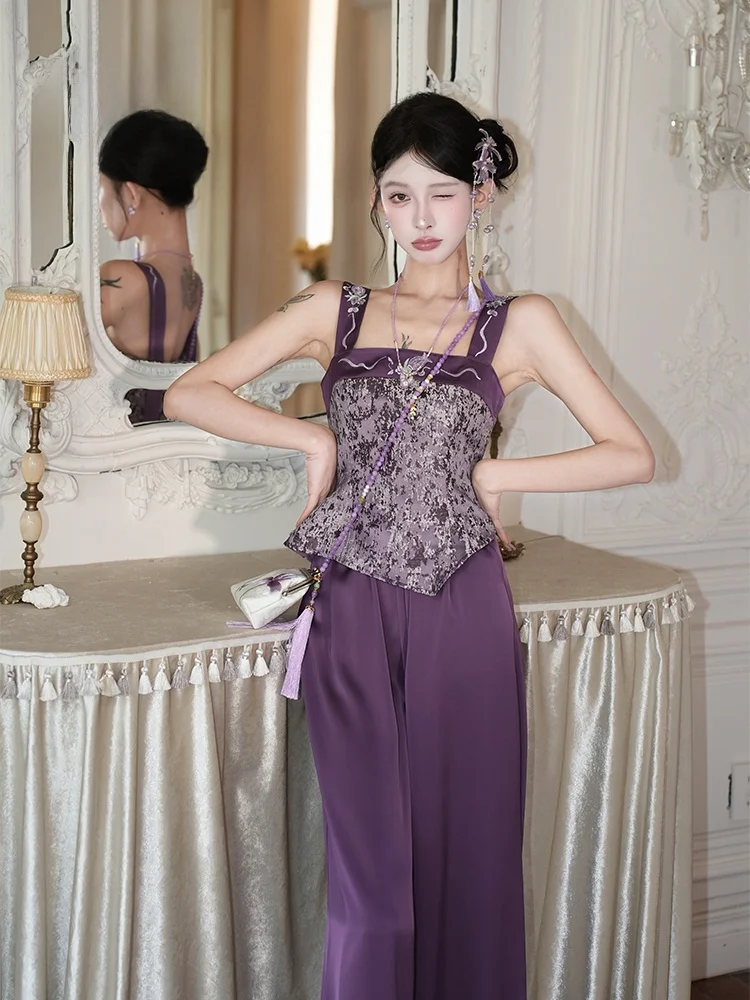 

Новый женский роскошный костюм из двух предметов: атласный комплект с вышивкой и модный комплект с ароматизированными элементами в ближневосточном стиле