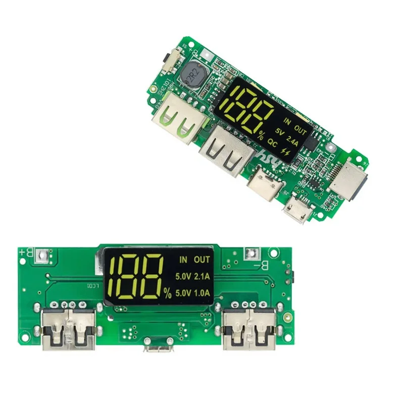 LED Dual USB 5V 2.4A Micro/Type-C USB Mobile Power Bank 18650 Charging Module Lithium Battery Charger Board Circuit Protection
