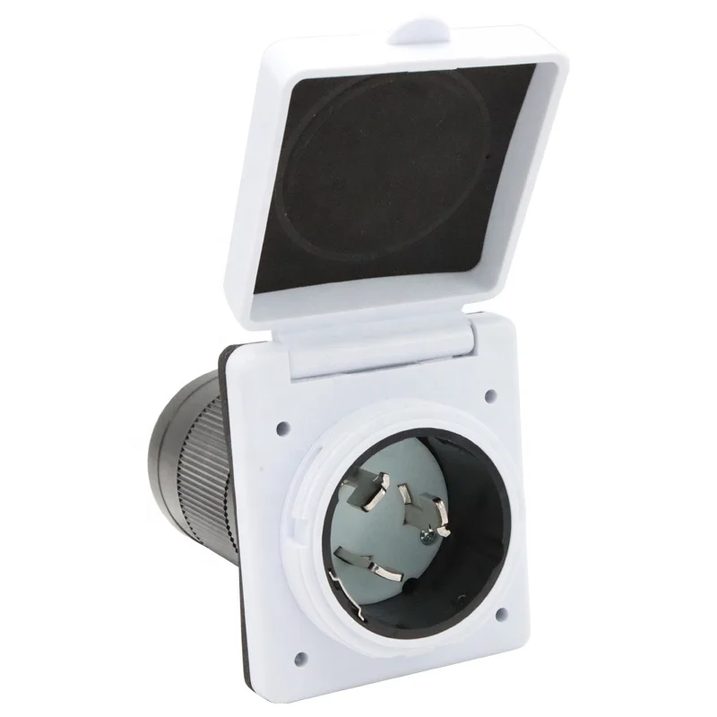 

SS 2-50P RV Inlet 50amp 125/250V Power Inlet Male Inlet Power Socket For Trailer Boat Rv Accessories White/black