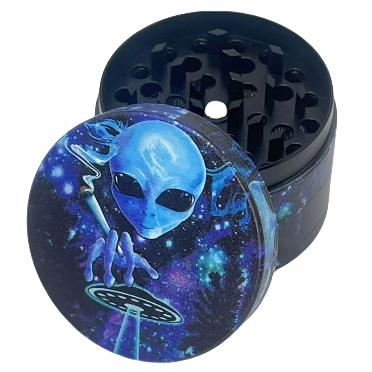 50mm Metal Alien Herb Grinder 4-Layers Spice Mill Salt Mortar Raw Grass Tobacco Grinder Cigarette Tool Smoking Accessories Gift