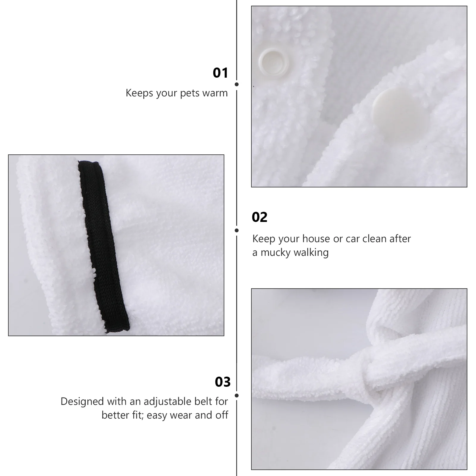 

Adorable Puppy Pet Pajamas Fast Drying Super Absorbent Warm Gowns For Dogs Cats Adjustable Belt Hood Xl White Reusable Towel