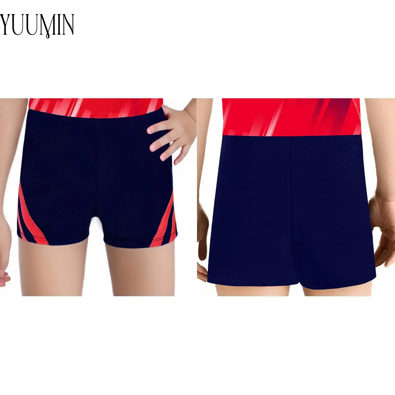 Pantalones cortos de gimnasia rítmica para niños, ropa de entrenamiento de Yoga, cintura elástica de Color contrastante, pantalones cortos de acrobacias, ropa deportiva