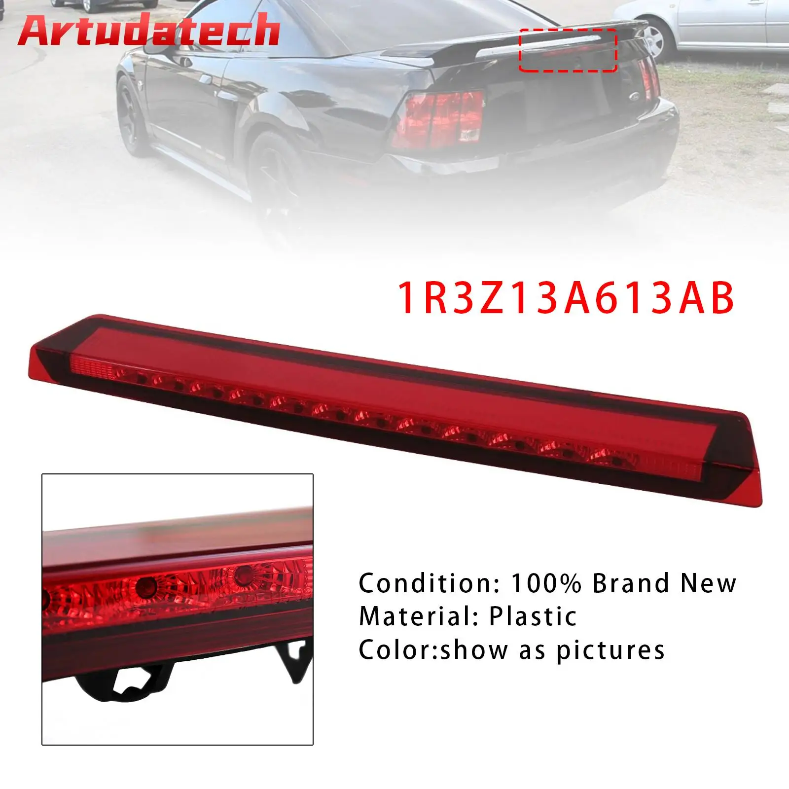 

Artudatech яркий светодиодный красный 3-й третий стоп-сигнал стоп-сигнал для Ford Mustang V6/GT 1999-2004 гг.