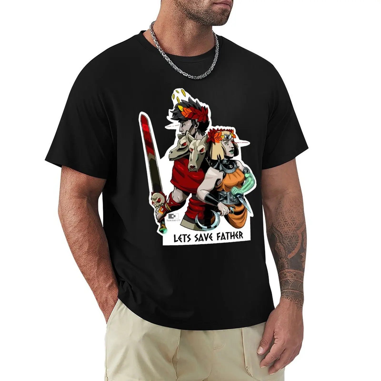 ¿Hades, Zagreus y Melino? Camiseta para hombre, de algodón, con un diseño divertido.