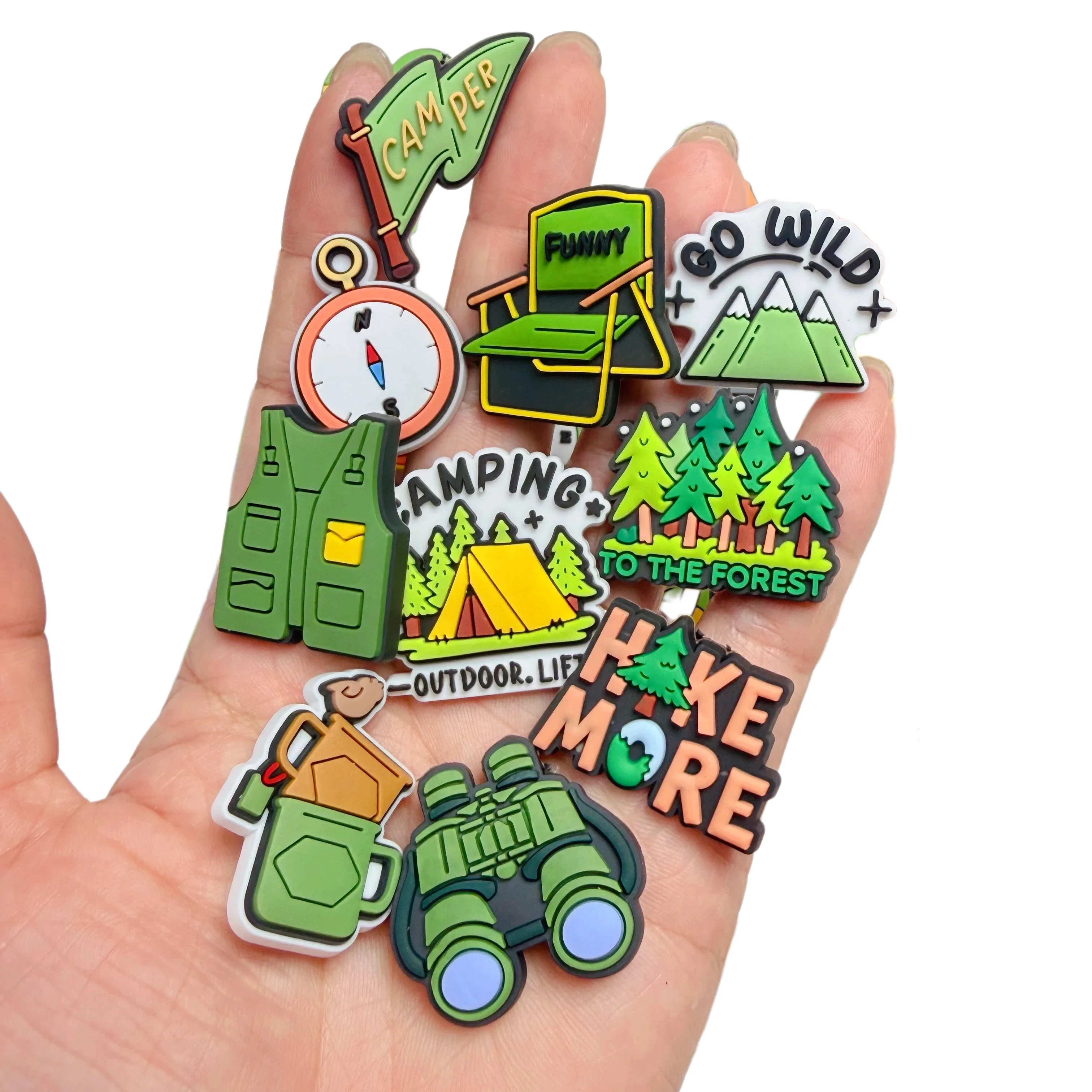 10-100Pcs Bear Hike More Unisex PVC Shoe Decorations Motor Home Slipper Buckle Accessories For Camping Present