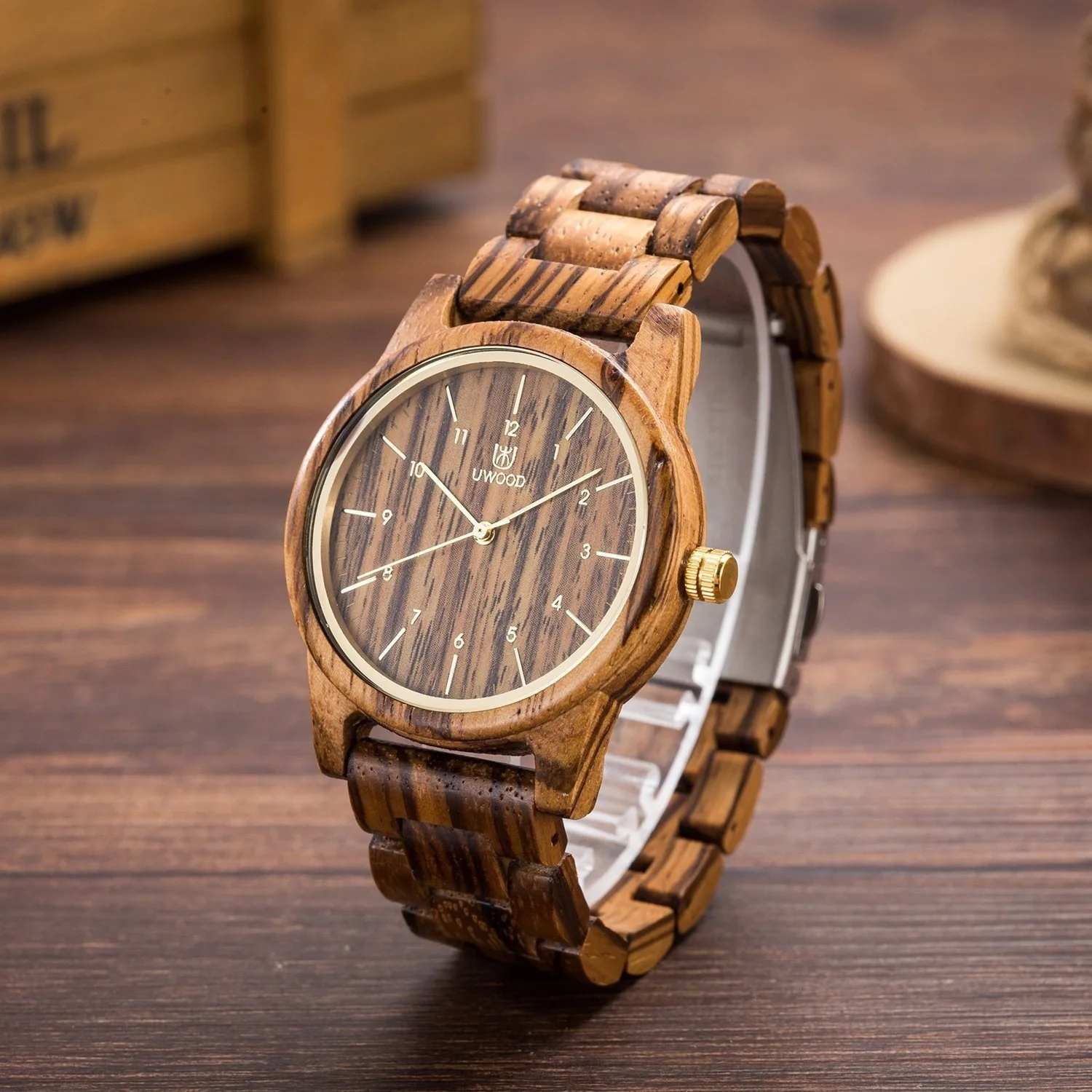 

Luxury Brand Mens Japan Quartz Movement Wooden Watch Handmade Full Wooden Creative Watches New Fashion Quartzl Clock Nice Gift