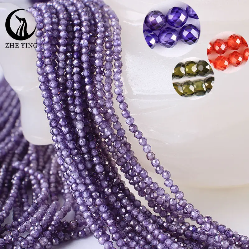 

2mm Purple Zircon Beads Small Tiny Loose Cubic Zirconia Stone Beads for Bracelet Making DIY Jewelry Supply