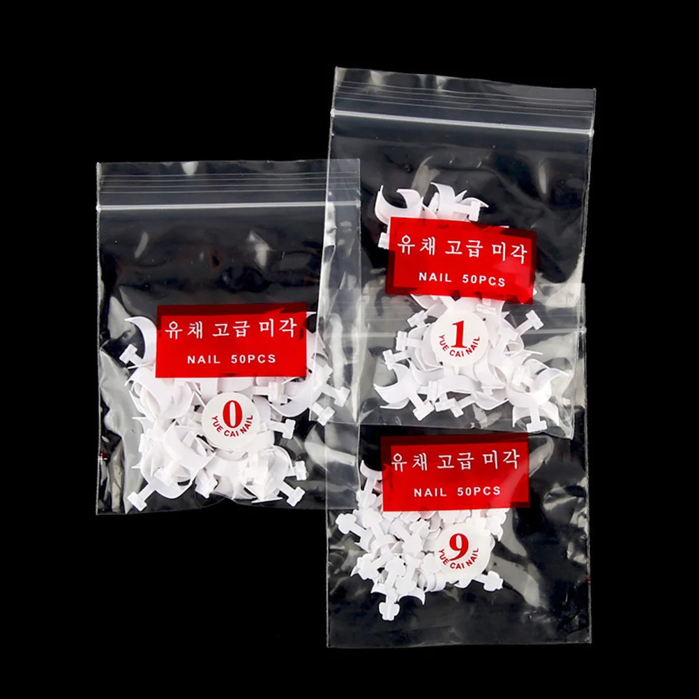 

500Pcs False Nail Tips ABS Sturdy Material Crescent Shape Nail Art Tools Extensions for Salon Home Use False Nails