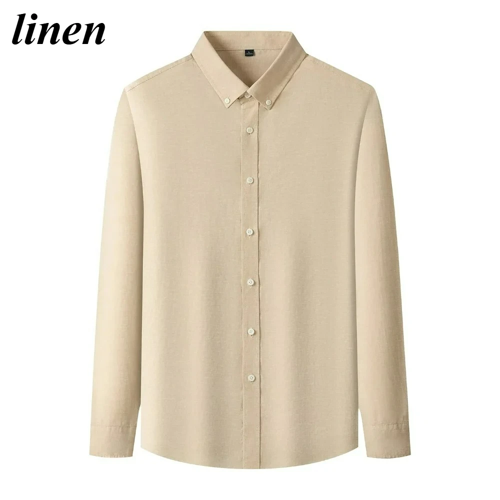 

Linen Shirt Men's Fashion High-Quality Cotton-Linen Business Casual Long-Sleeve Shirt Tops