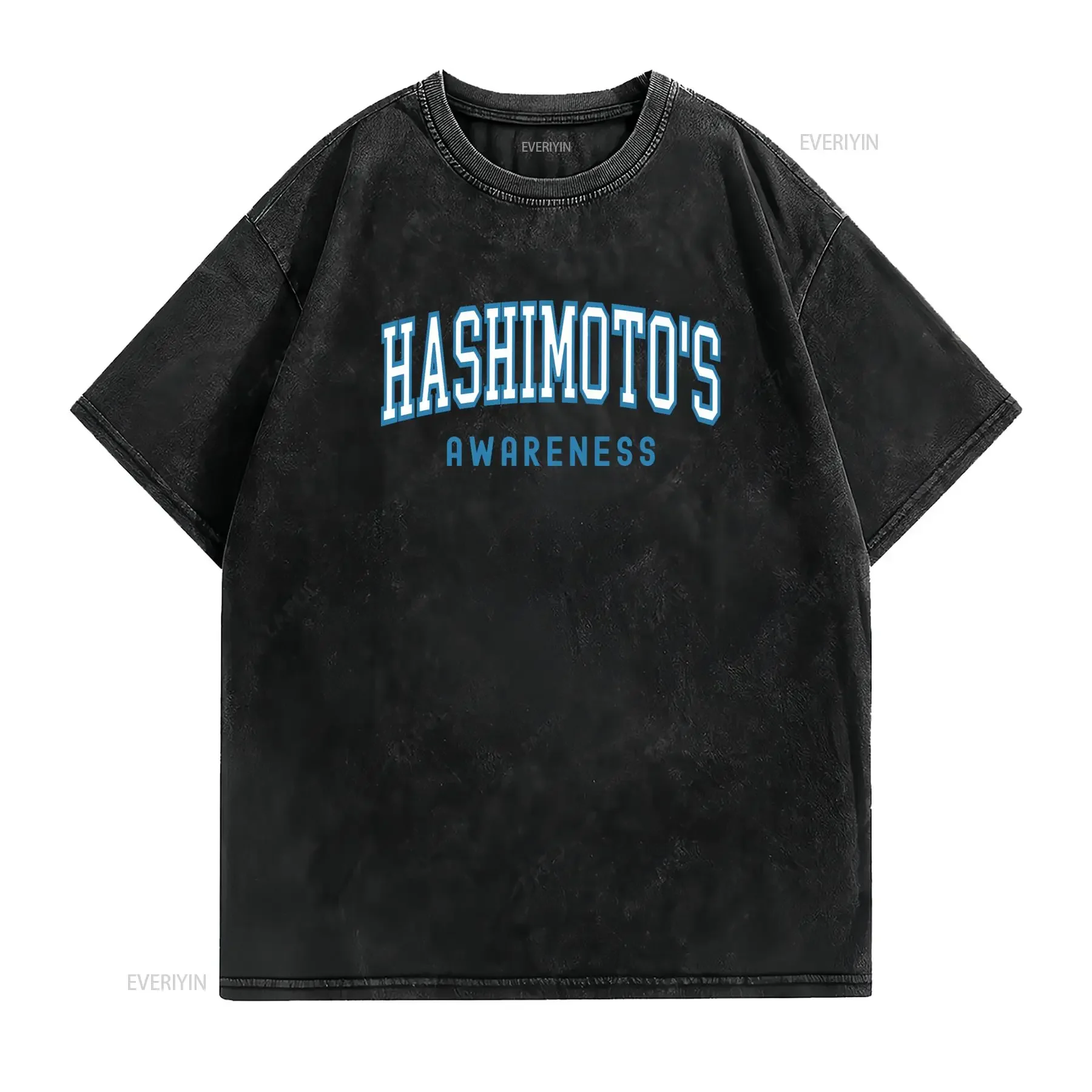 Casual Varsity Font Hashimoto's Awareness Slogan Print T Shirt vintage Washed designer clothes Breathable Stretched Slightly