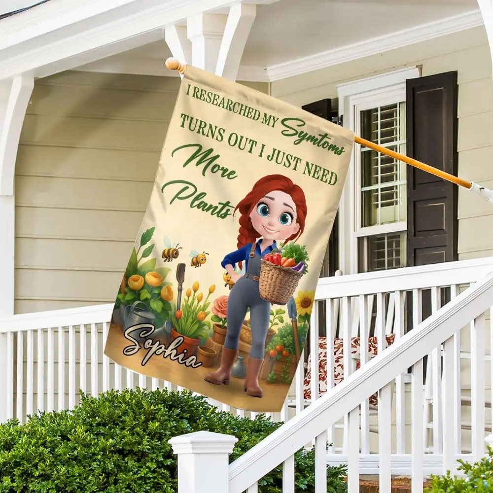 Personalized Garden Decoration for Women - Custom Plant Lady Lives Here Flag, Perfect Home Decor for Garden Lovers, Ideal fo kkz