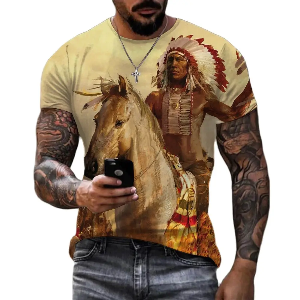 New Indians 3D T Shirt Unisex Summer Fashion Casual O-Neck Short Sleeve Aboriginal Culture Print Men T-shirt Casual Couples Tops