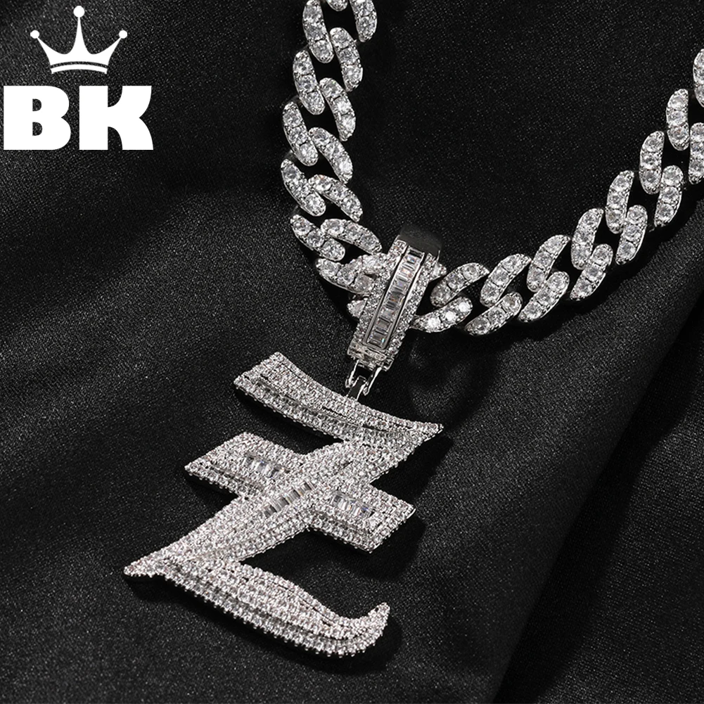 

THE BLING KING Old English Font Initial Necklace For Men 5A Cubic Zircon Iced Out Pendant 26Letters A-Z Fashion Hip Hop Jewelry