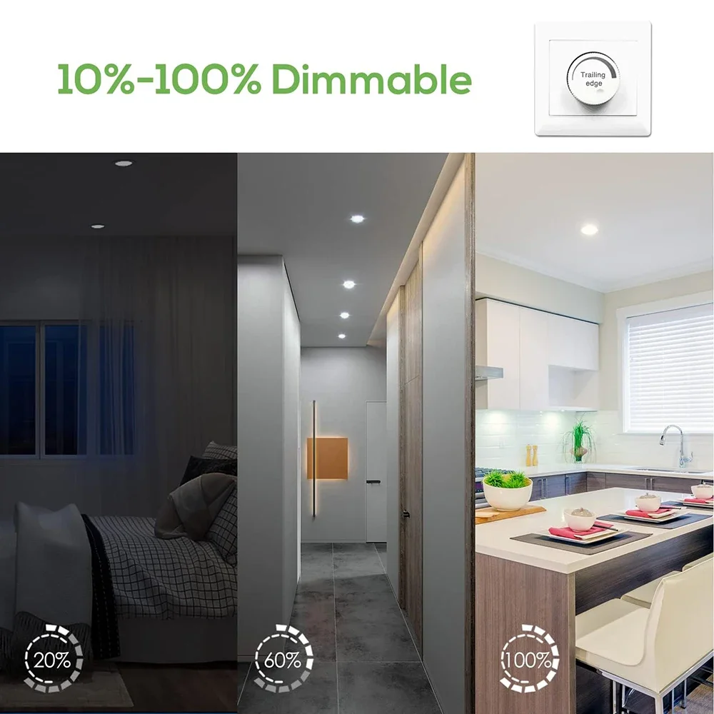 Spot Lumineux LED Circulaire Encastrable pour le Plafond, Lumière à Intensité Réglable, 5W, 9W, 12W, 15W, 110V/220V, 6/12 Pièces