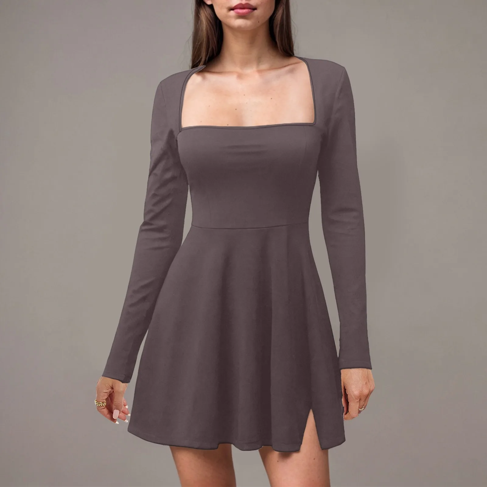 Y2K Ladies Fashion Bodycon Mini Dress with Slit