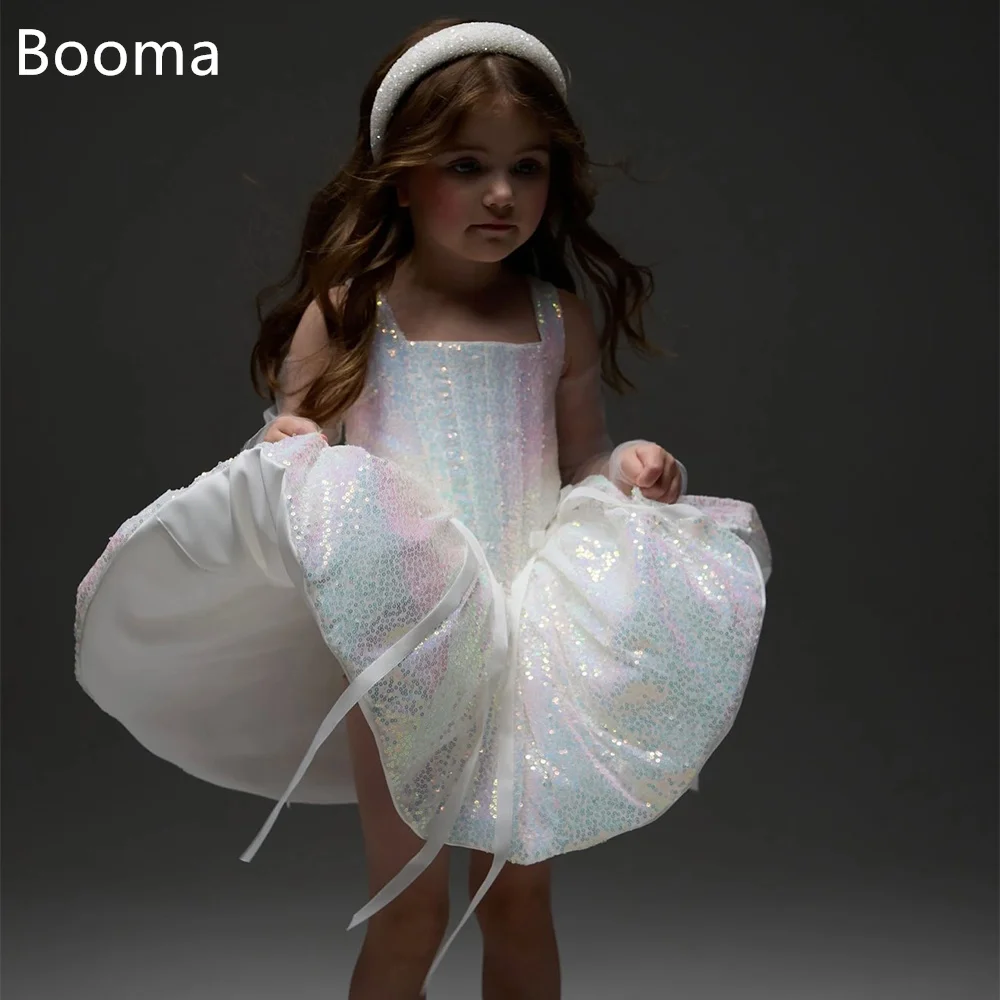 

Booma A-Line Shiny Flowers Princess Flowers Girl Dresses Wedding Party Dress for Kids Pleat Flowers Girls Prom Gowns Customized