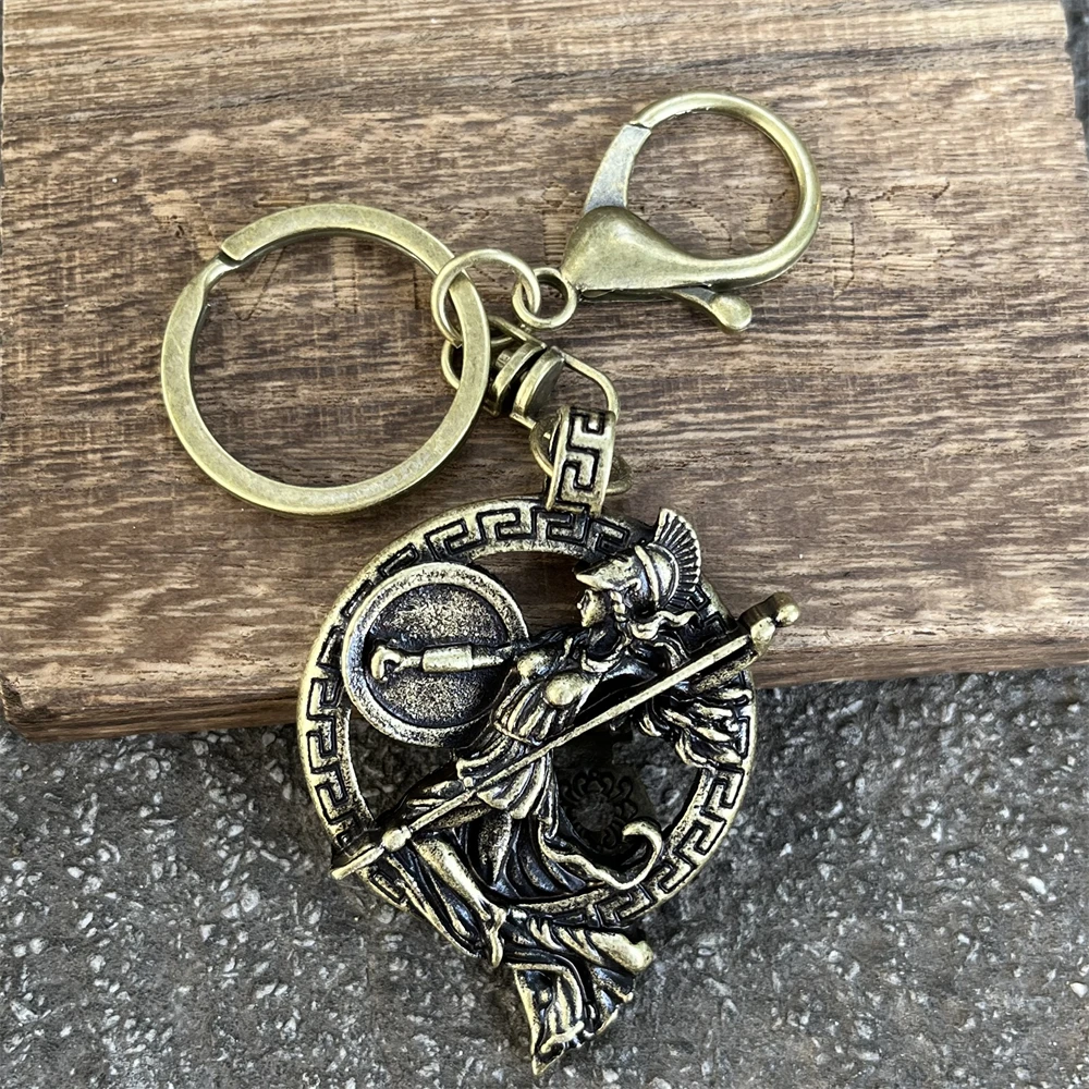 Nostalgia Greek Goddess Metal Keychain Mythology Minerva Athena Warrior Viking Key Accecories For Women Mothers Day Gift