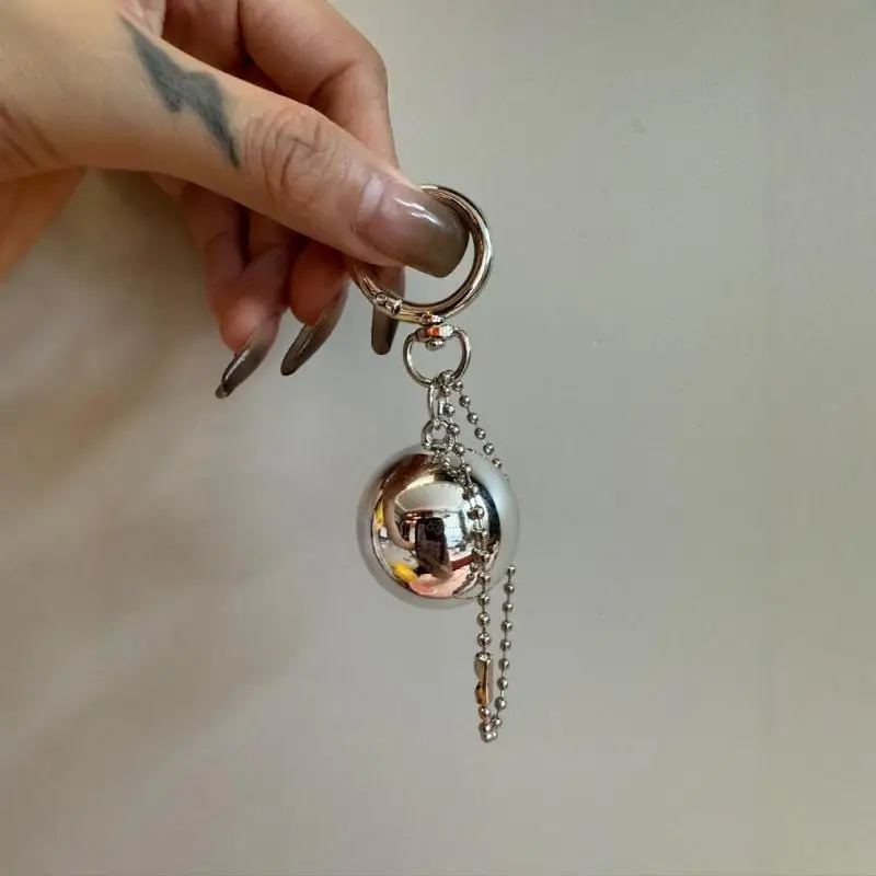 New Korean Metal Big Ball Car Key Pendant Simple Pendant Bag Pendant Earphone Case Accessories Stylish And Versatile