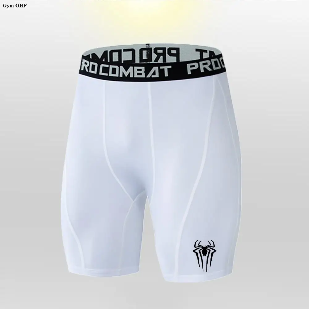 Superhero Shorts Men Gym Compression Sport Training Quick-Drying Bottoms Print Fitness Jogging Workout