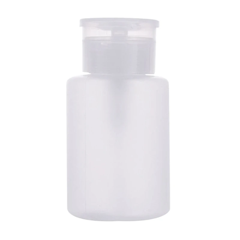 150ml Push Down Empty Lockable Dispenser Clear Plastic Refillable Bottles with for Nail Polish Makeup Remover